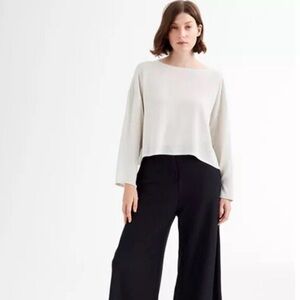 EILEEN FISHER silk Georgette crêpe top, ecru oversized size small